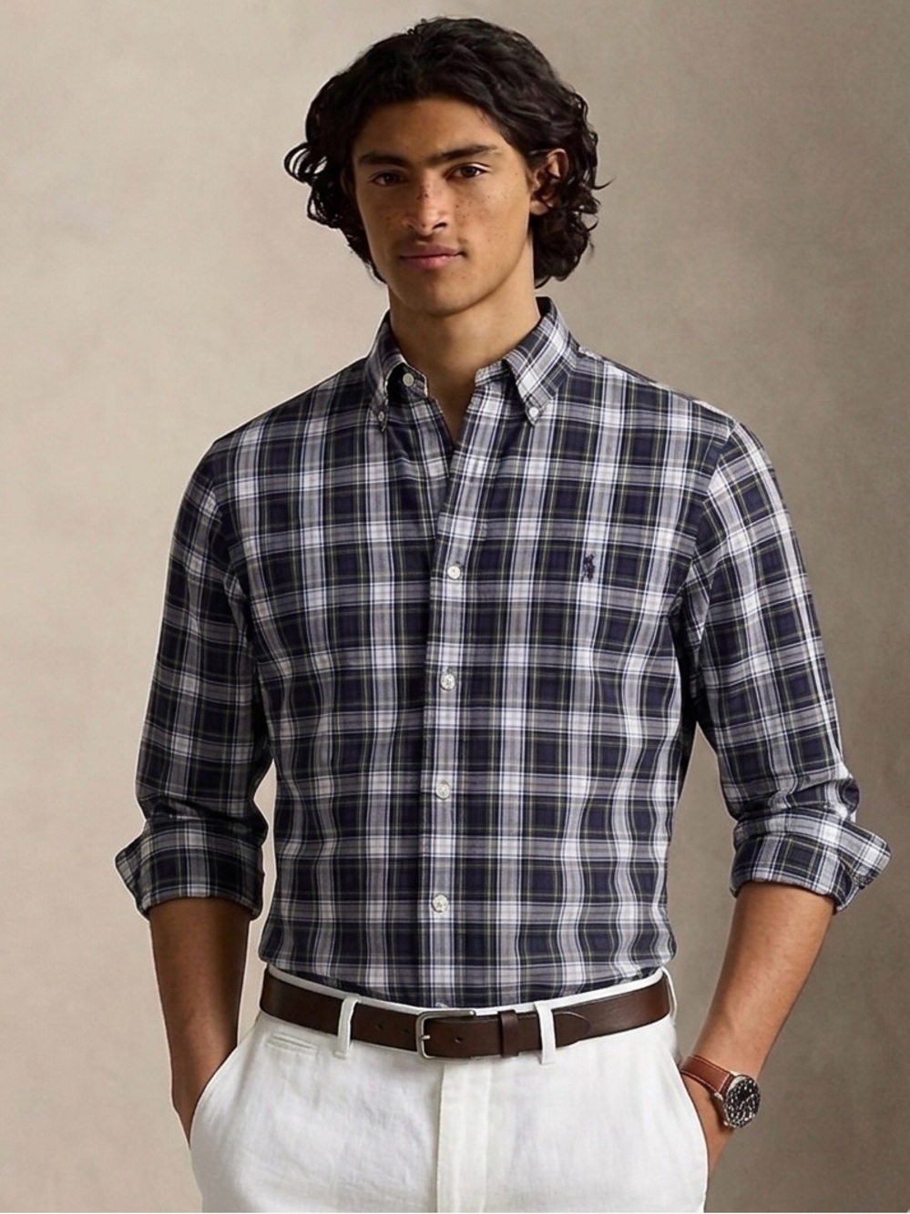 Ralph Lauren Green Plaid Blake Button Down Shirt Size Large Business Casual Prep
